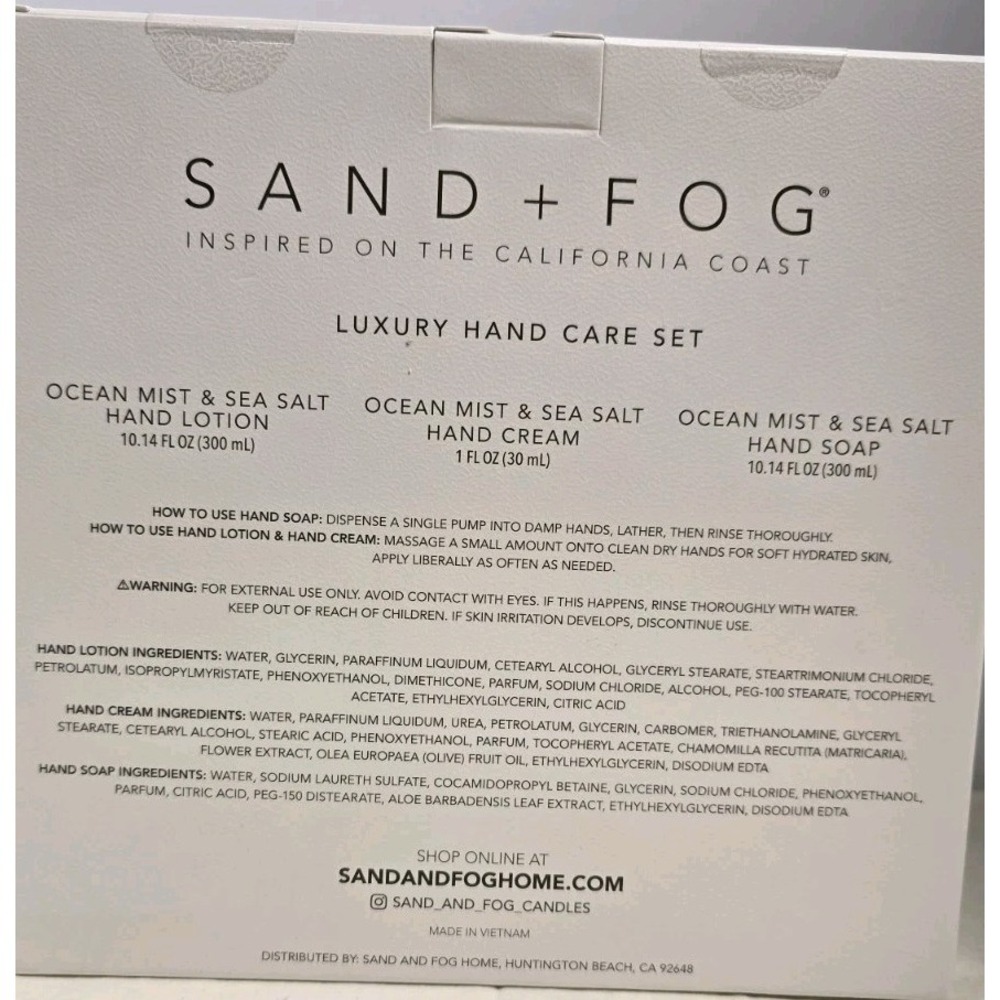 Sand + Fog Ocean Mist + Sea Salt Hand Care Gift Set • Lotion Soap Cream‎ • New - Picture 2 of 4